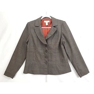 Parisian Signature Womens Blazer 4 Button Sz 14 Pintuck Pleat Office Capsule